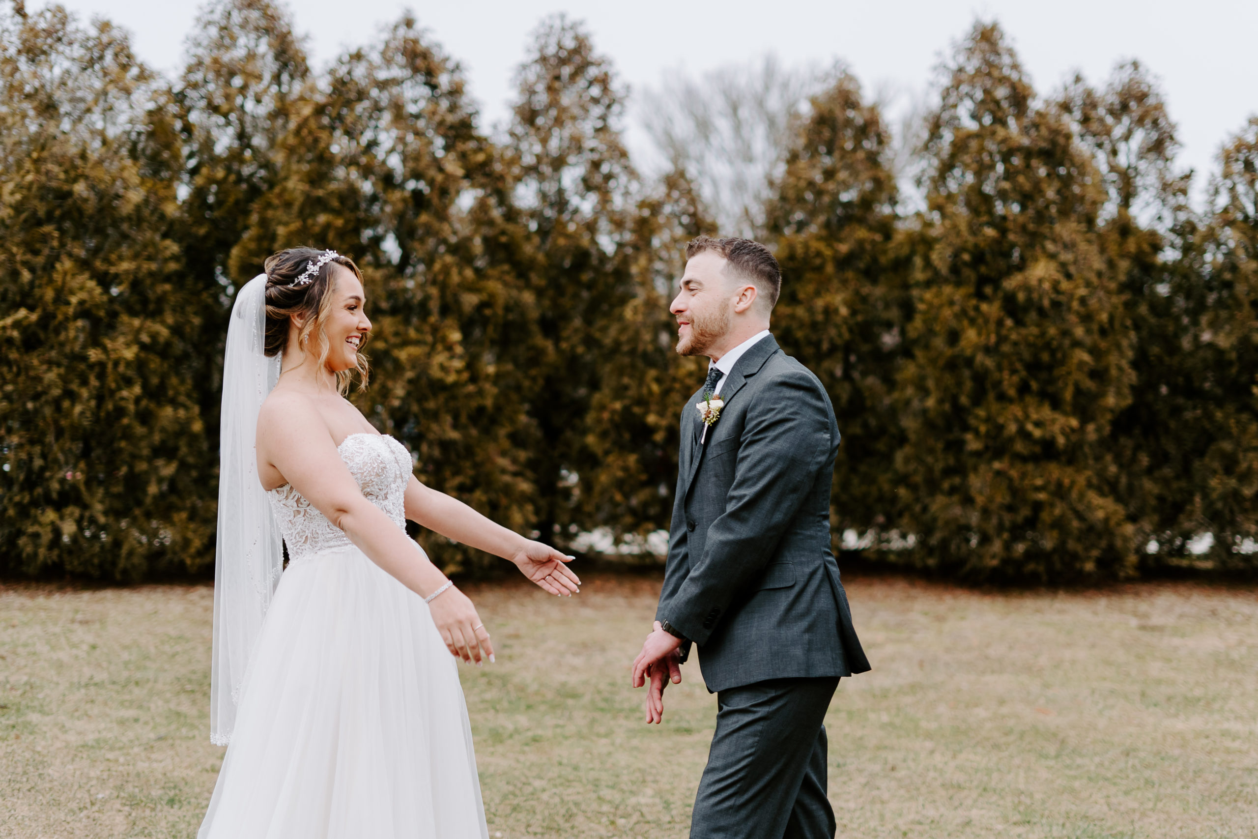 A Winter Wedding First Look at Bittersweet Farm