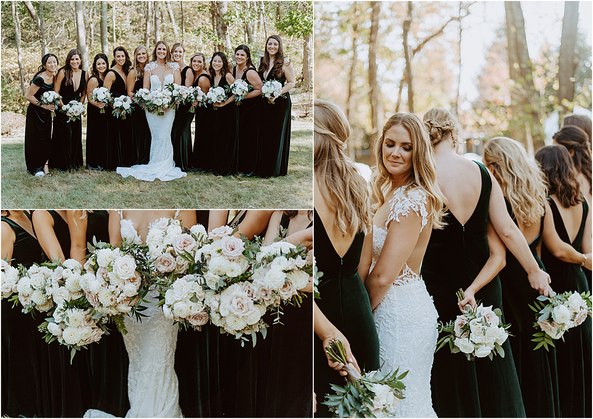 Elegant & Timeless Backyard Wedding, Velvet Bridesmaid Dresses