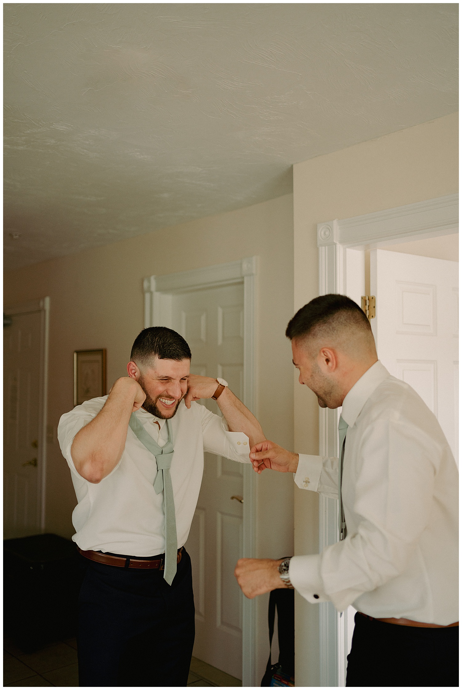Groomsmen Getting Ready at By the Sea Inn on Cape Cod