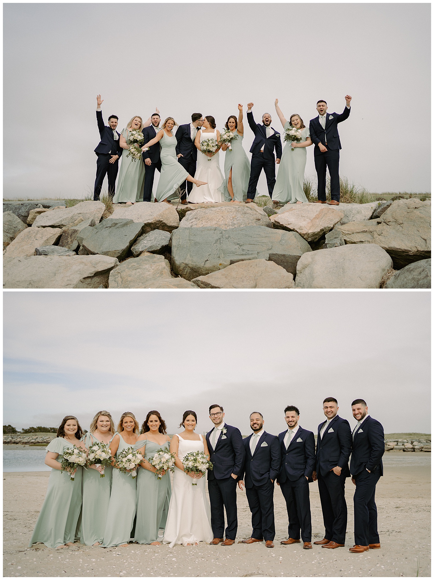 Wedding Party Photos at West Dennis Beach on Cape Cod