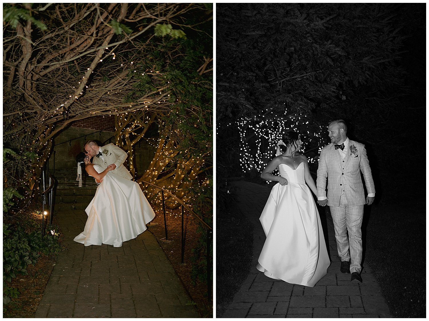 Direct flash photos with bride and groom during wedding reception