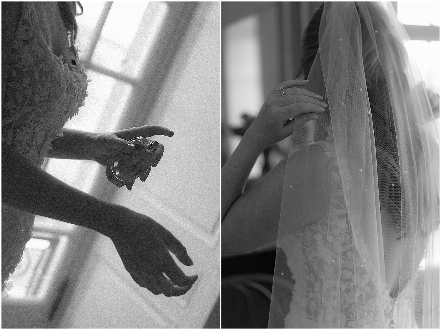 Bridal Getting Ready Details in Black and White